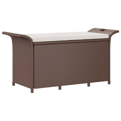 vidaXL Patio Storage Bench with Cushion, Outdoor Ottoman Bench