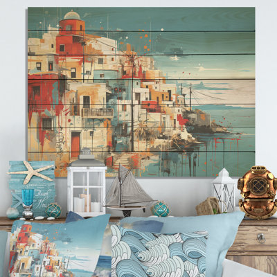 Paysage coloré de Santorin en Grèce I - Santorin sur bois