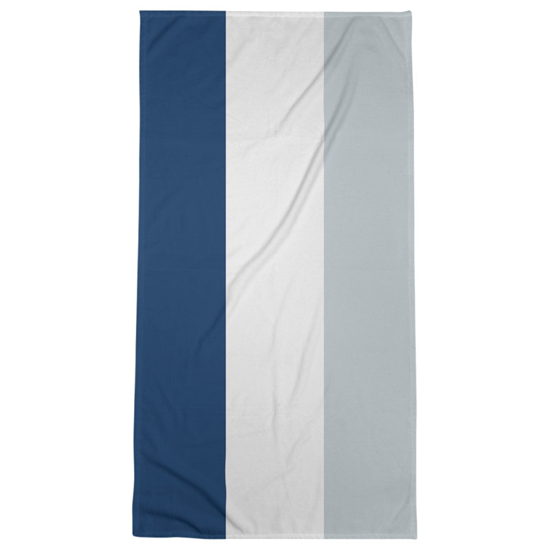 Cotton Blend Lightweight Bath Towel, Navy Blue/White/Silver