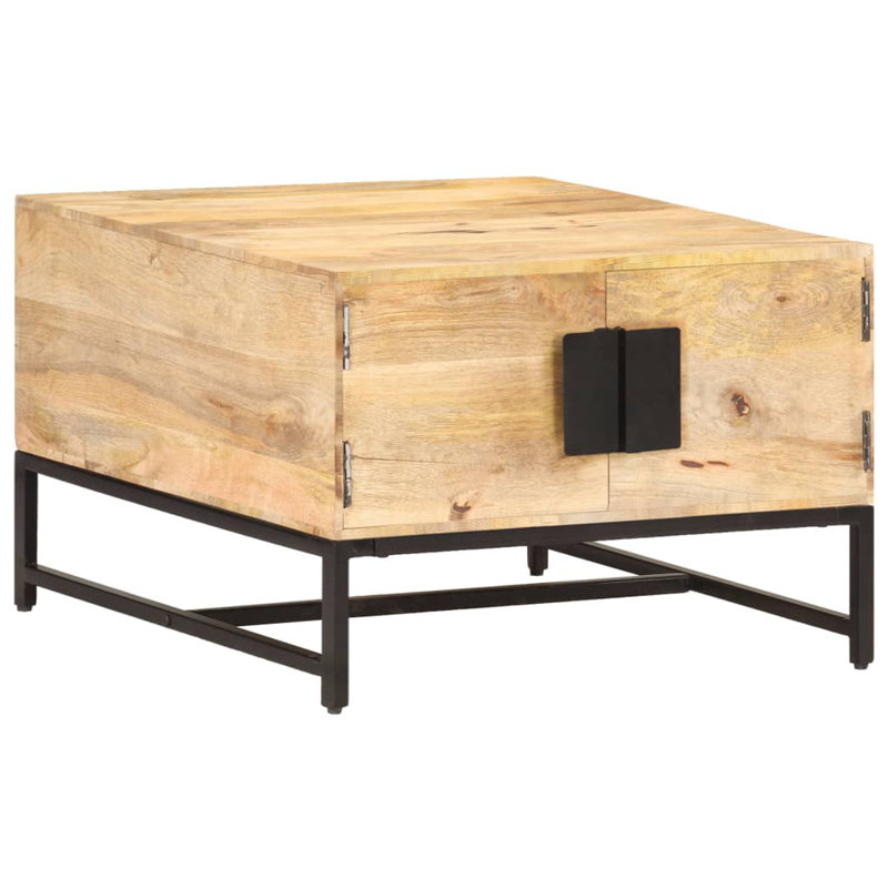 Sania Frame Single Coffee Table with Storage, Black, Mango Wood/Black