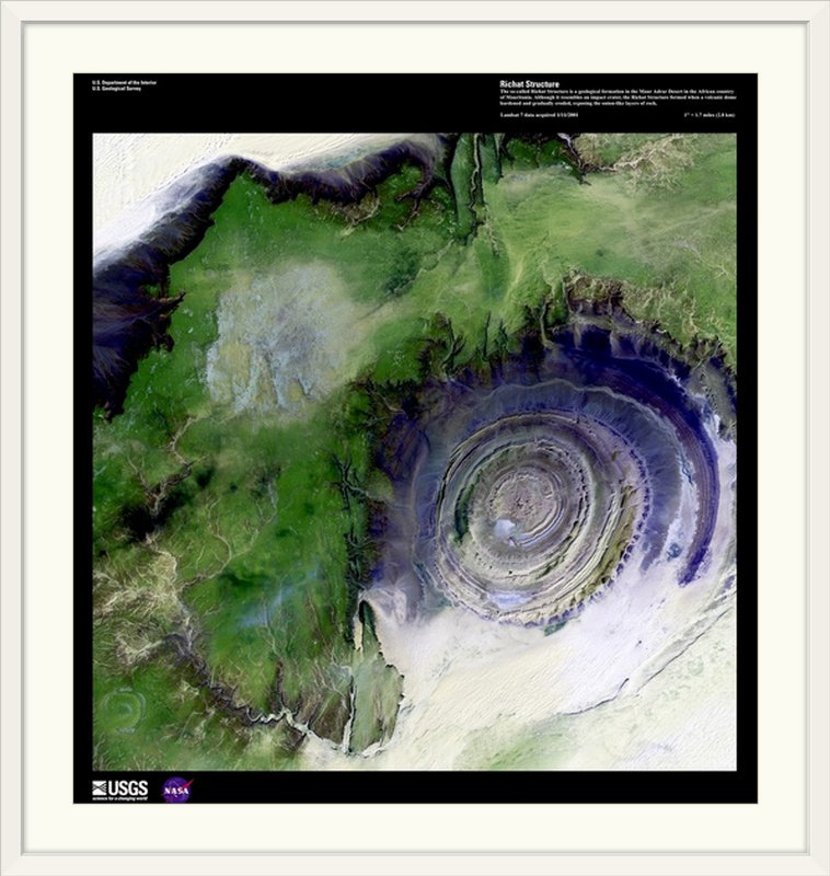 « richat structure-usg earth », reproduction d’impression, H 24 po x l 24 po x P 1,25 po, Toile