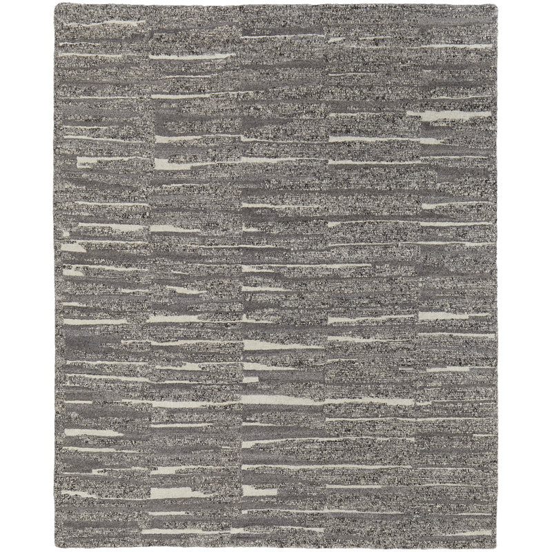 Rectangle Conor Abstract Hand Loomed Wool Area Rug in Gray/Taupe/Ivory, Rectangle 3'6" x 5'6"