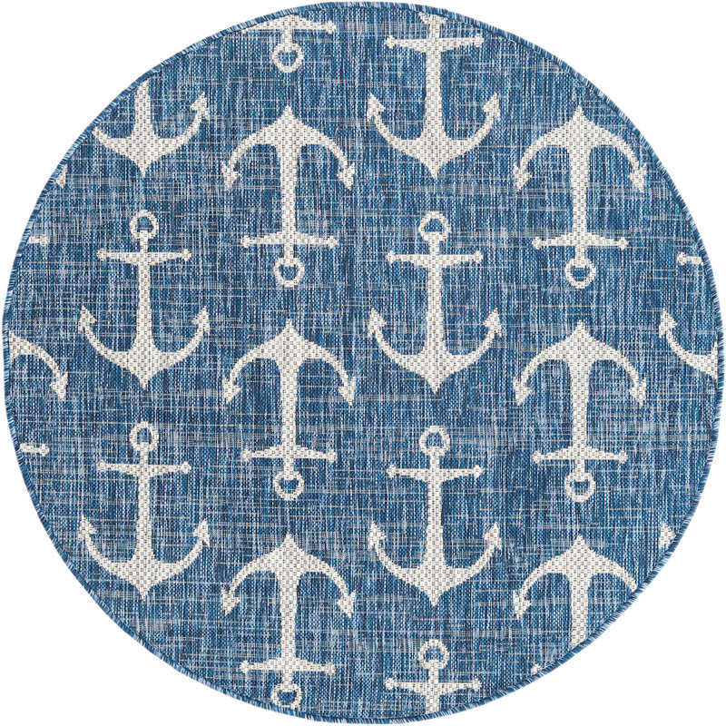 Tapis d'extérieur Ayton couleur mer, Rond 4 pi