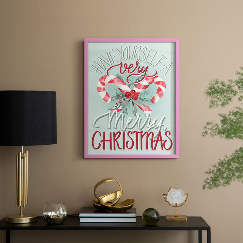 Impression encadrée «Candy Cane» - bois massif, H 30 po x l 24 po, Rose