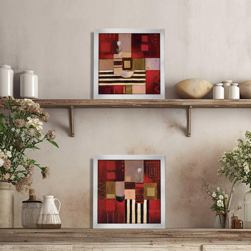 Modern Scarlet Framed On Paper Set
