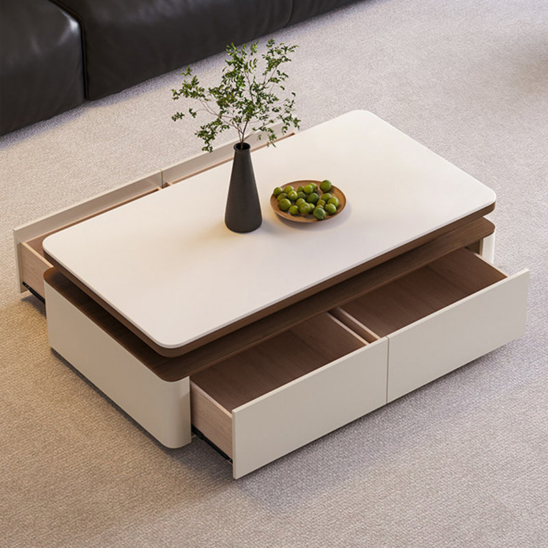 Table basse rectangulaire en bois manufacturé blanc, 15.24" H x 47.24" L x 23.62" W