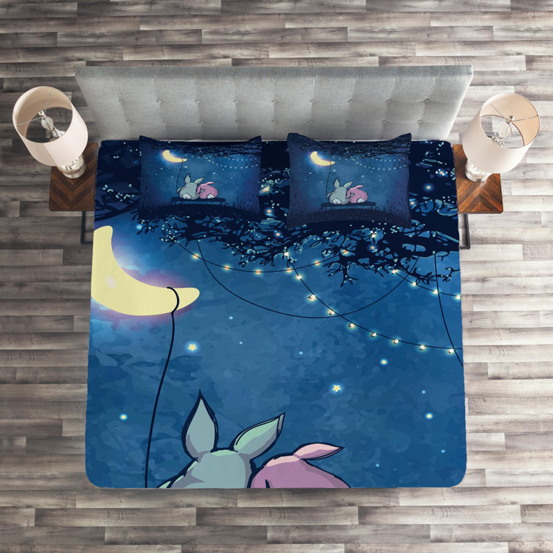 Half Moon Coverlet, King Bedspread + 2 Shams