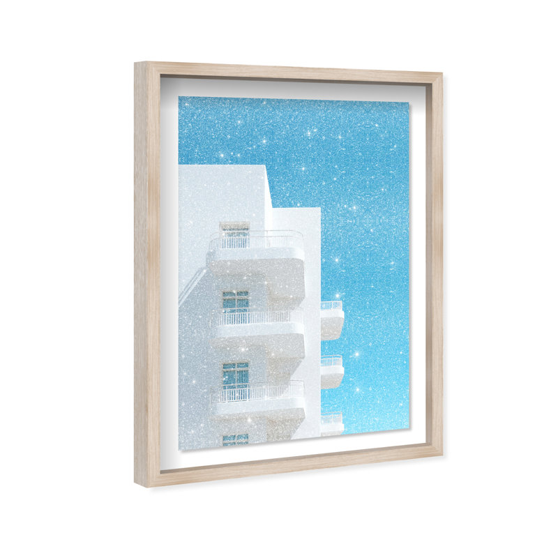 Modular White II Shadowbox Architecture Print by Oliver Gal, Black Frame, 10 x 15, 21.5"H x 31.5"W, Natural Oak Shadowbox