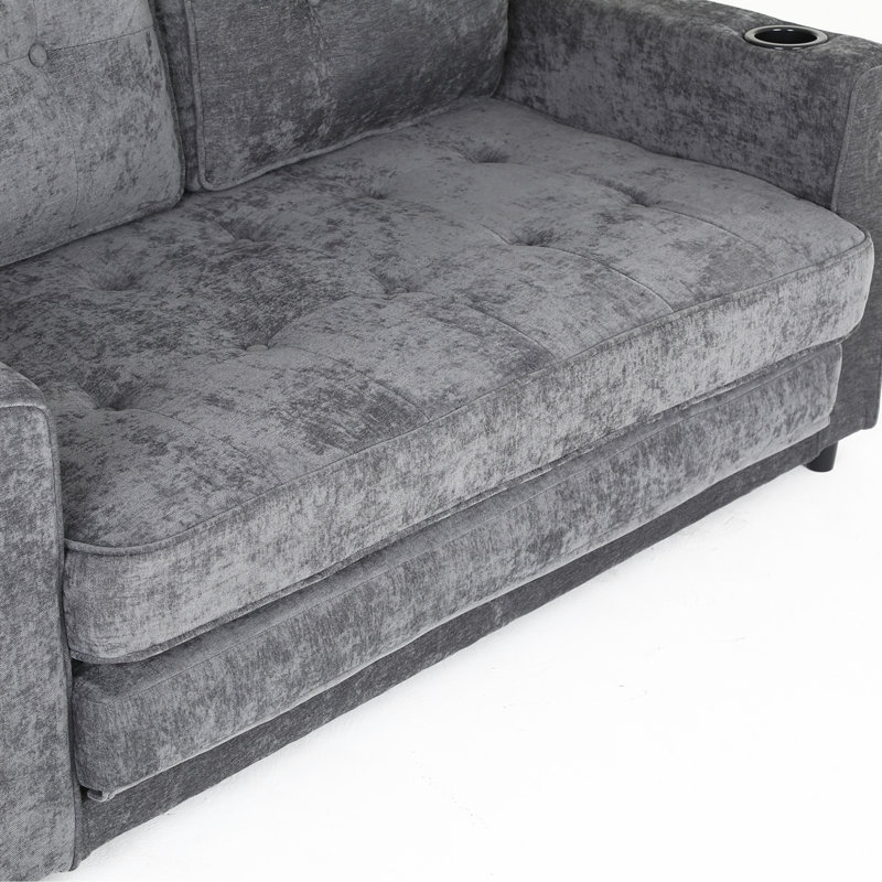 Canapé-lit 55 po à 3 plis, canapé-lit futon convertible, Gris