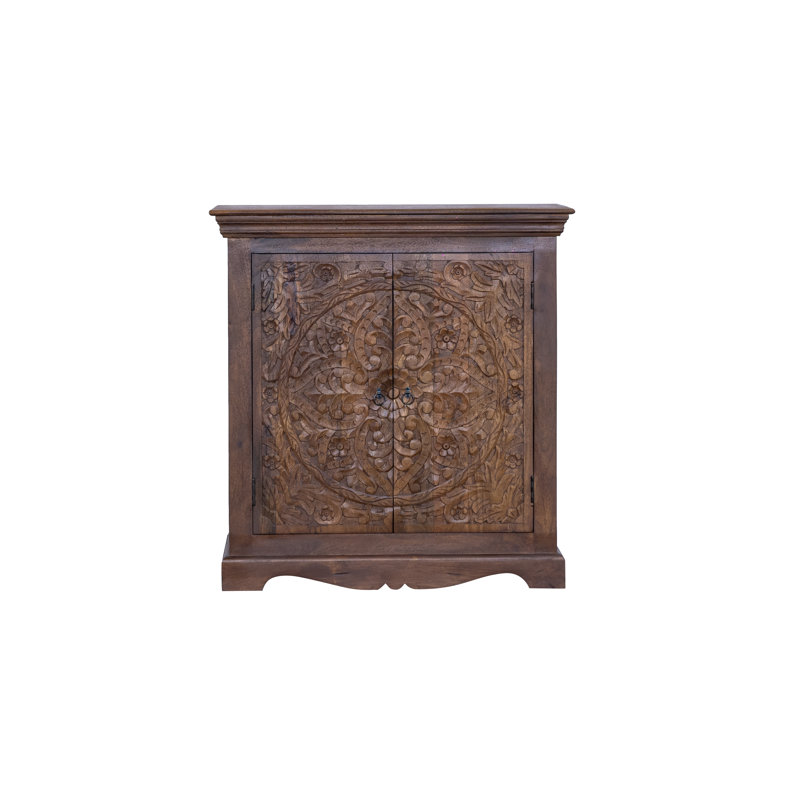 Soumare Solid Wood Accent Cabinet, Dark Brown