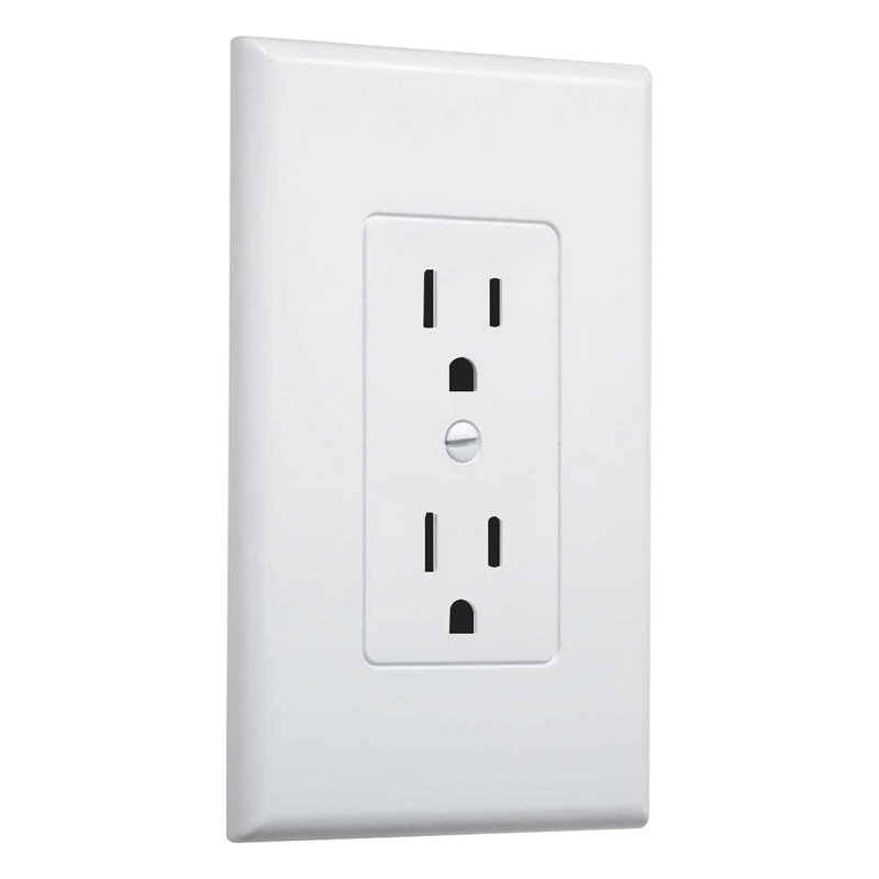 Single-Gang Wallplate Non-Metallic Decorator Cover One Grounded Duplex, White Smooth(Pack Of 5)