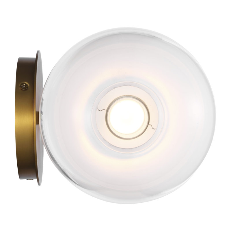 Sean Lavin Torian 2 Light Bathroom Bedroom Wall Fixture With Milk Clear Glass Mix Shade, Burnished Brass