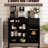 43.88-Inch, Black Woven, Sideboard, Adjustable Shelves, Arched Doors, Metal Legs, Home Use, Various Rooms Dining