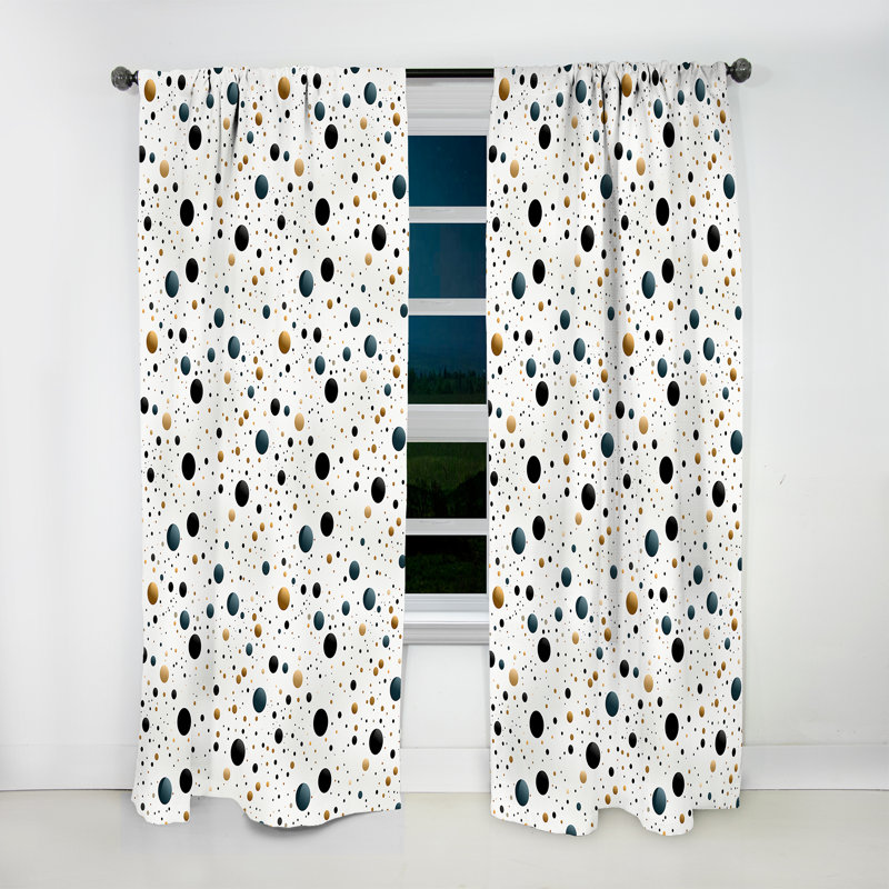 Motif à pois minimaliste noir et doré Minimalist - 1 panneau, L 52 po x L 63 po