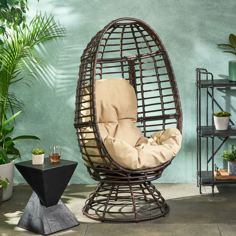 Fauteuil à œufs confortable pour l'extérieur avec siège pivotant - eau tissée - H 58,65 po x P 28,17 po l 31,33 po