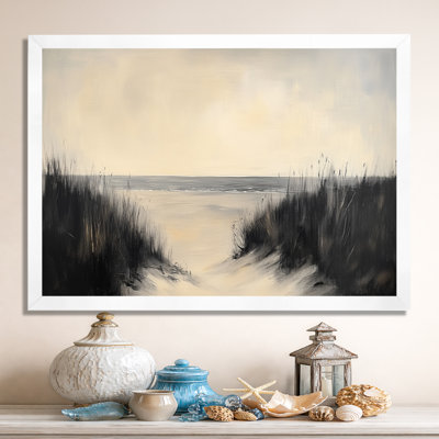 Coastal Dune Grass - Black Beach Canvas Wall Art
