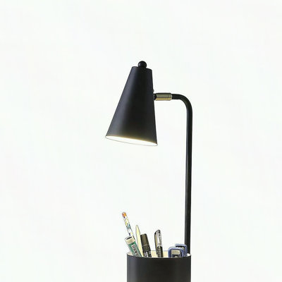 Lampe de bureau 19,5 po en métal blanc avec organisateur