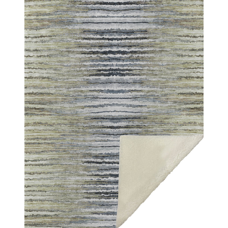 Jeté à rayures Addison Sherpa ASB604, Beige
