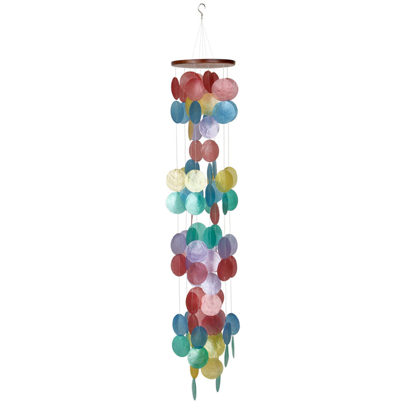 Multicolored Capiz Shell Waterfall Wind Chime, 40" Long