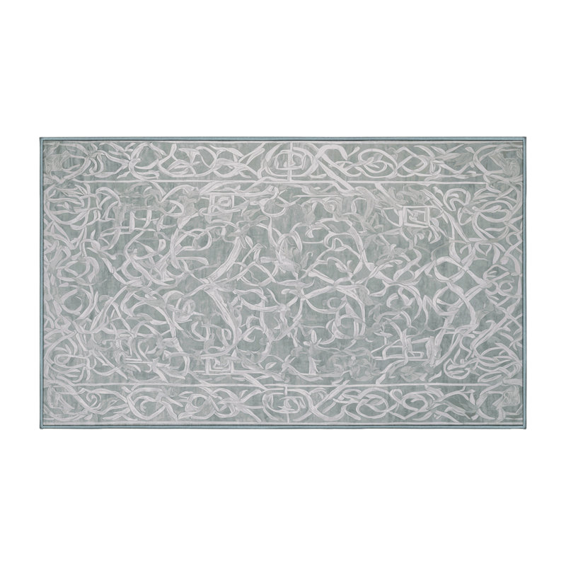 Machine Washable Blue Area Rug, Rectangle 7' x 9'