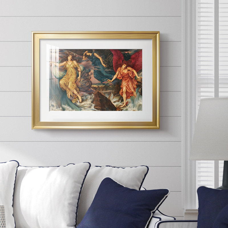 The Storm Spirits-Evelyn De Morgan-galerie-1900, 18,5 x 24,5, Impression encadrée, Doré