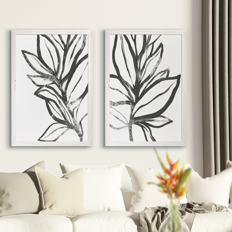 «Leaf Instinct I» par Vincent Van Gogh - ensemble de 2 reproductions d'art encadrées, H 24 po x l 18 po , Blanc