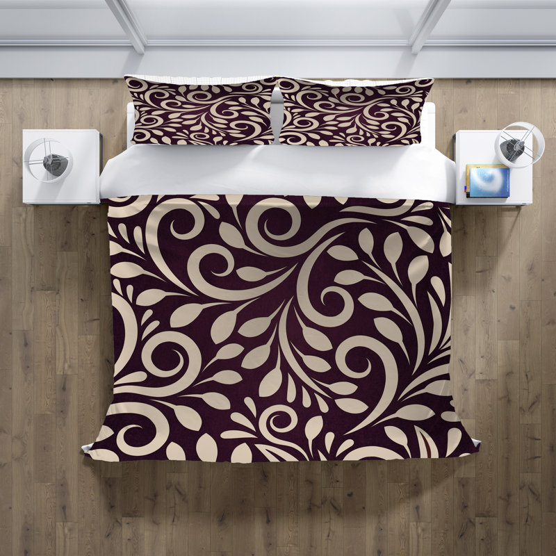 Polyester Damask Duvet Cover, King Duvet Cover + 2 King Shams