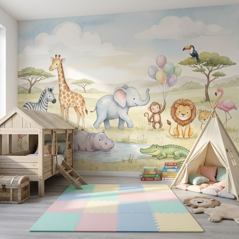 Safari Safari, 120 po x 96 po, Peler et coller