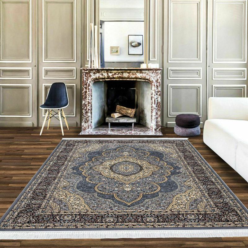 Modern Area Rug Oriental Style Rugs Bedroom Living Room Traditional Carpet Mats**Grey, Rectangle 60cm x 110cm