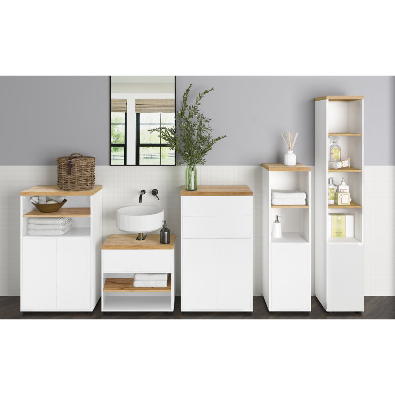 Acelynn Display Cabinet, White/Oak