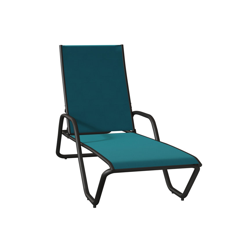 Outdoor Rust-Resistant Metal Chaise Lounge, Textured Desert, Teal Sunbrella®