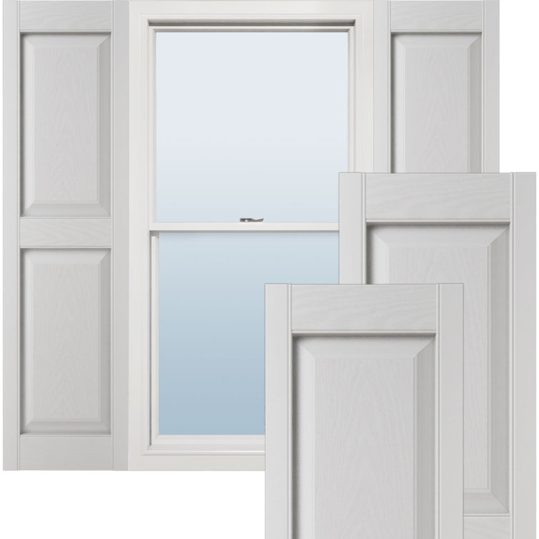 Lifetime Vinyl Standard Two Equal Raised Panel Shutters with Shutter-Locks & Matching Screws