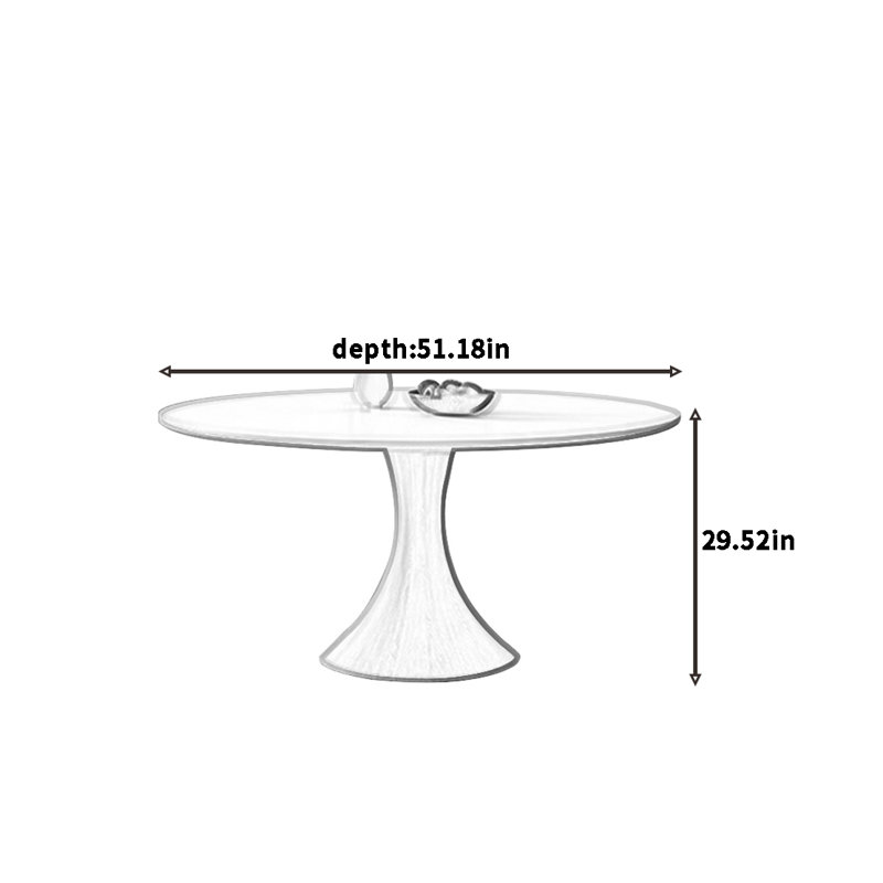 Table ronde en bois massif de style nordique, H 29,52 po x L 51,18 po x l 51,18 po