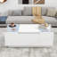 Table basse à DEL U-Can, table centrale moderne avec finition ultrabrillante et plateau en verre, table basse avec compartiment de rangement ouvert et 2 tiroirs cachés pour le salon-1105450237