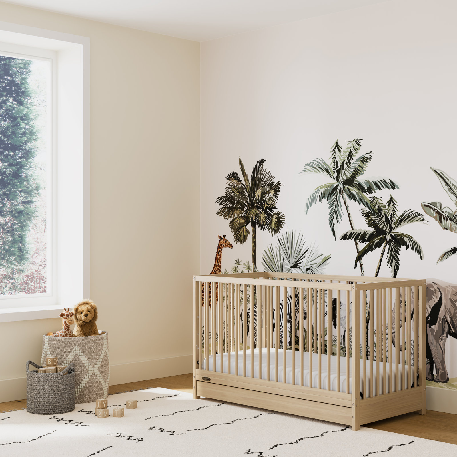 Teddi 5-in-1 Convertible Portable Crib, Driftwood, Crib