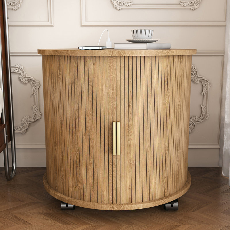 Table de bout avec rangement et station de charge, Oak