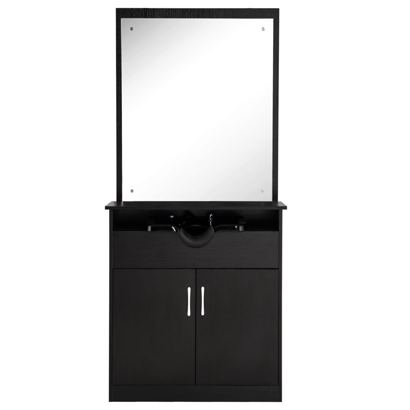 Shampoo Wash Station with Backwash Mirror, Noir