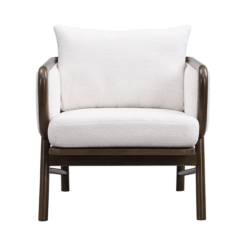 Chaise d'appoint en tissu Sherpa, fauteuil rembourré avec structure en bois massif, chaise longue confortable