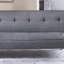 Canapé ajustable 1 pièce en polyfibre bleu-gris, pieds en métal, revêtement capitonné, coussins moelleux, port USB