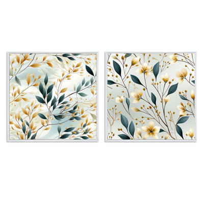 Subtle Whispers IV - Ensemble de 2 collages carrés floral et botanique