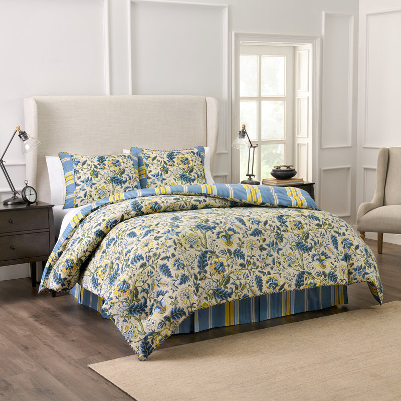 Ensemble d'édredon 100% coton 4 pièces Waverly Imperial, Édredon grand + 3 pièces supplémentaires, Robe impériale 3