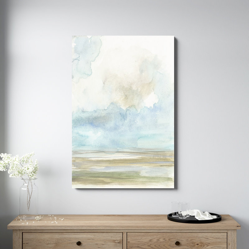 «Clouds Over The Marsh II» par Jennifer Goldberger - reproduction d'art sur toile tendue, H 48 po x l 32 po