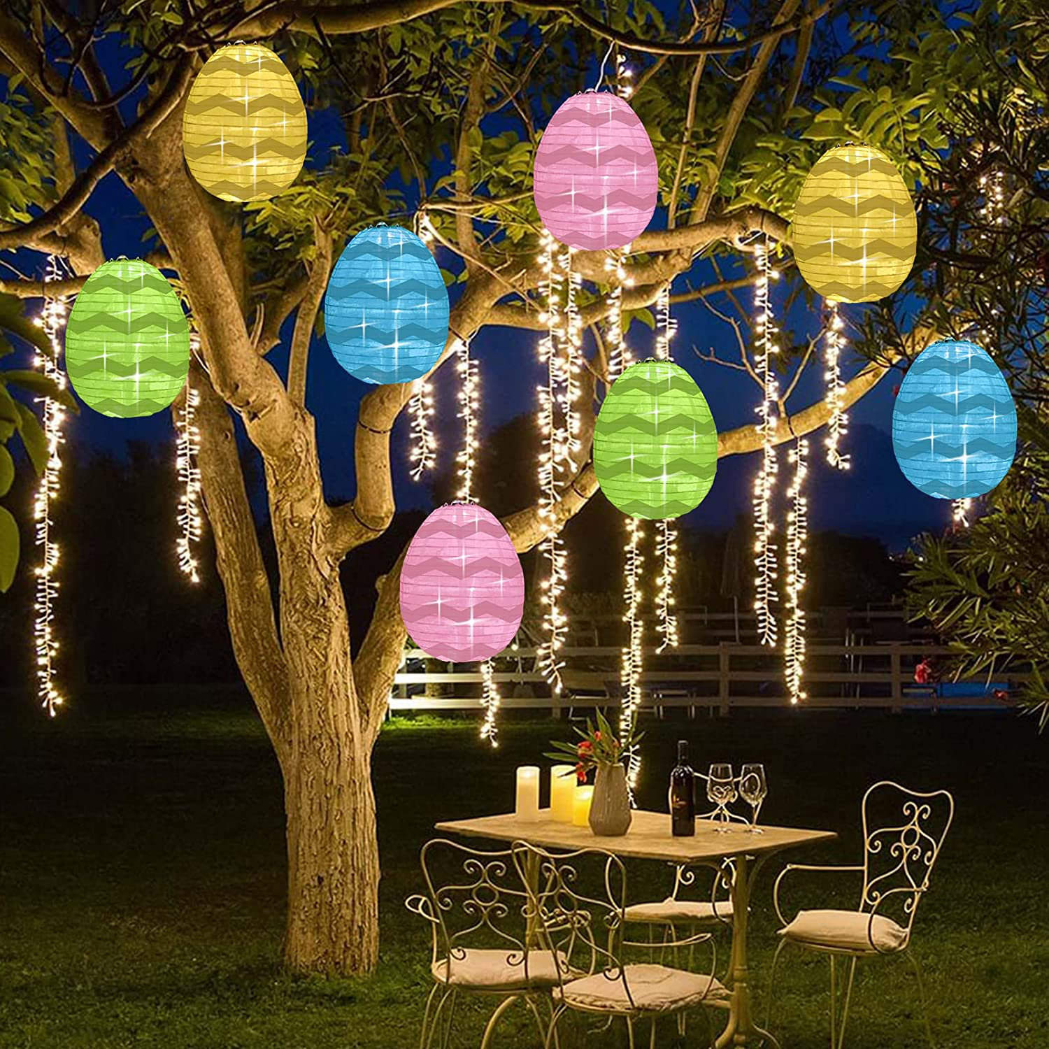 Noma Solar Power LED White Fabric Chinese Hanging Lantern Light | Garden  Outdoor