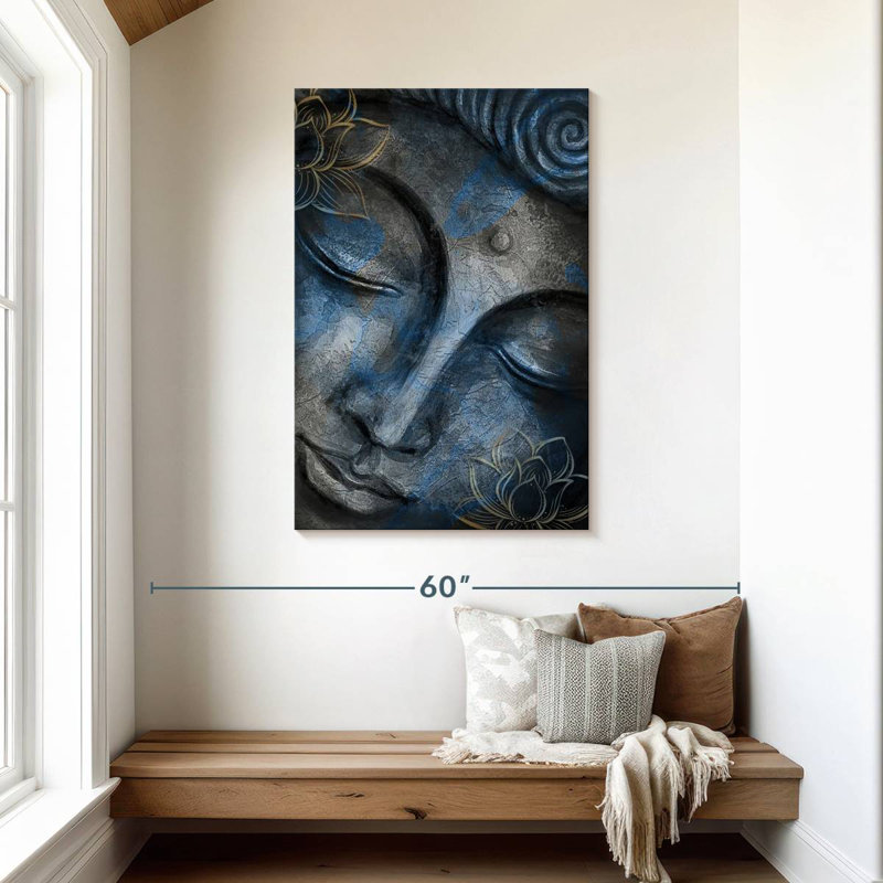 Bouddha Adella argent et or, H 45 po x l 30 po