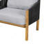 Fauteuil club d'extérieur en bois, corde gris foncé avec coussin gris, ensemble de 2-2010094062