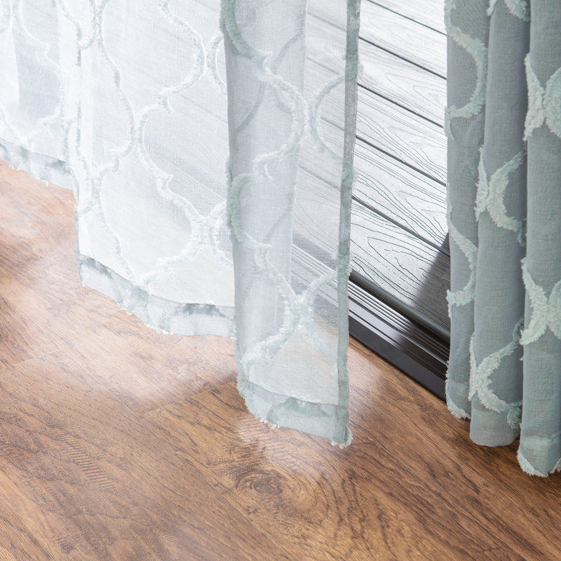 Paire de rideaux transparents avec œillets Ashat, Brun clair turquoise, L 52 po x L 96 po
