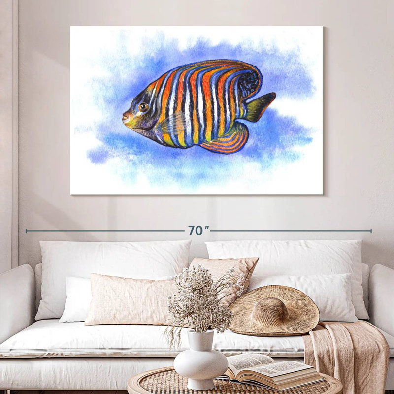 Aquarelle, poisson-ange royal, H 26 po x l 39 po