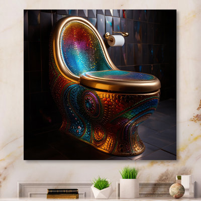 Metropolitan Luxe Toilet Pointillism - Bath & Laundry Print on Metal