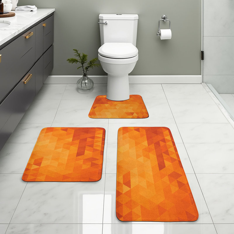  Ensemble de tapis de salle de bain Burnt Orange 3 pièces en U et tapis rectangulaires Orange brûlé