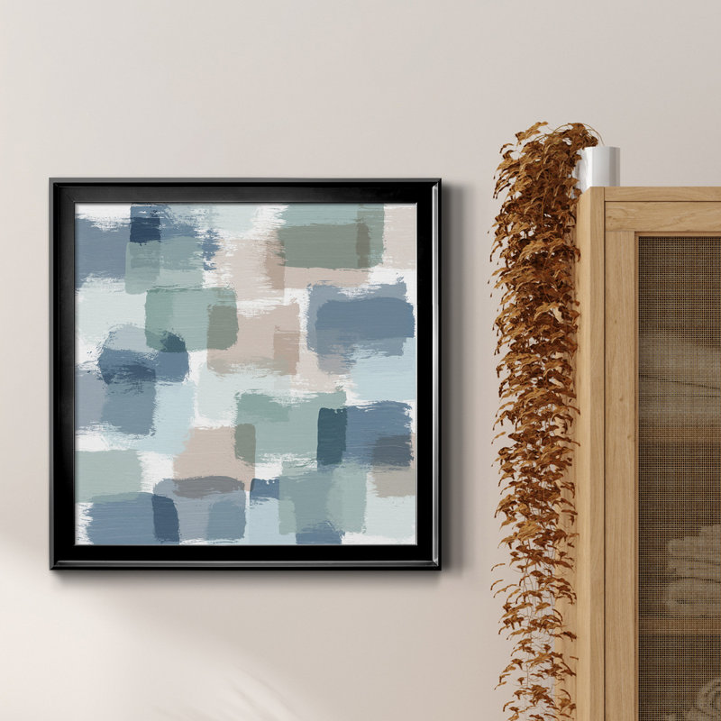Distant Tides - Peinture sur toile encadrée, Toile avec cadre noir, H 26,5 po x l 26,5 po x P 1,5 po
